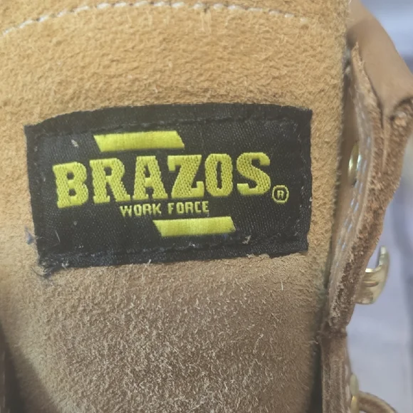 Brazos Work Force Men's Brown Leather Boots Sz 7.5 - Picture 2 of 13